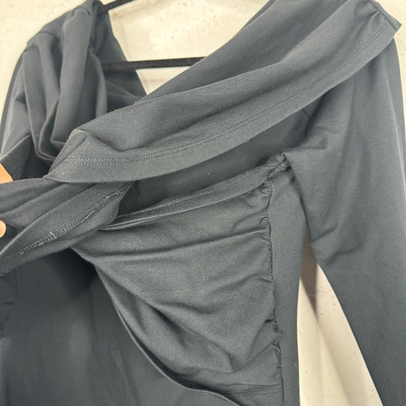 Abercrombie & Fitch Deep V Ponte Thick Knit Twisted Wrap Front Dress 3/4 Sleeve - Picture 14 of 14